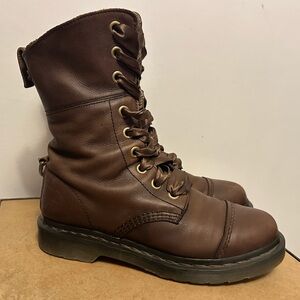 Dr. Martens Brown Leather Lace-Up Combat Boots